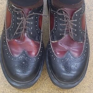 Vintage Dr. Martens Wingtip Birgundy Black Oxfords Size UK 5/US 7